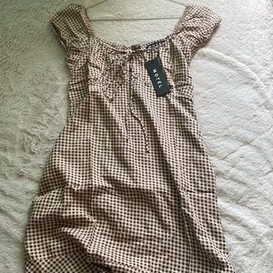 Motel Rocks Plaid Brown Dress